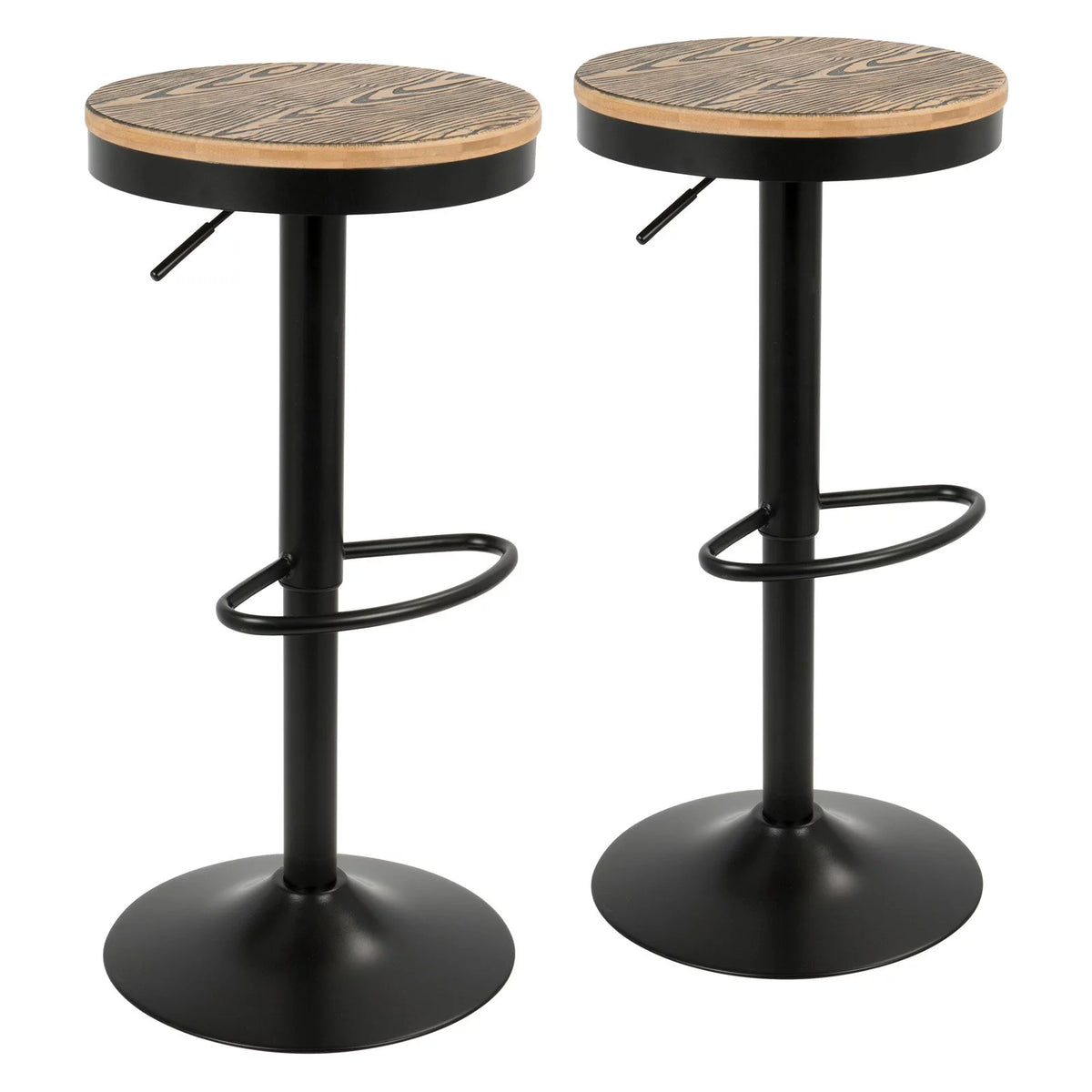 Adjustable Wood Bar Stool Set of 2 N17149
