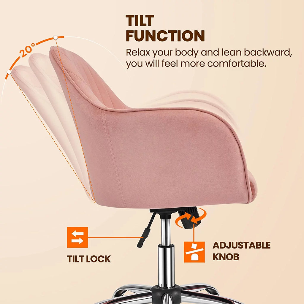 Velvet Height Adjustable Swivel Office Chair with Arms M319