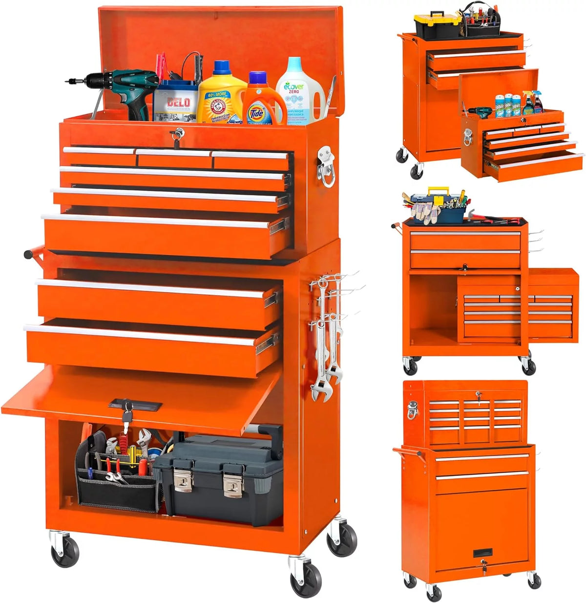 Black 8 Drawer Rolling Tool Chest and Cabinet K3171