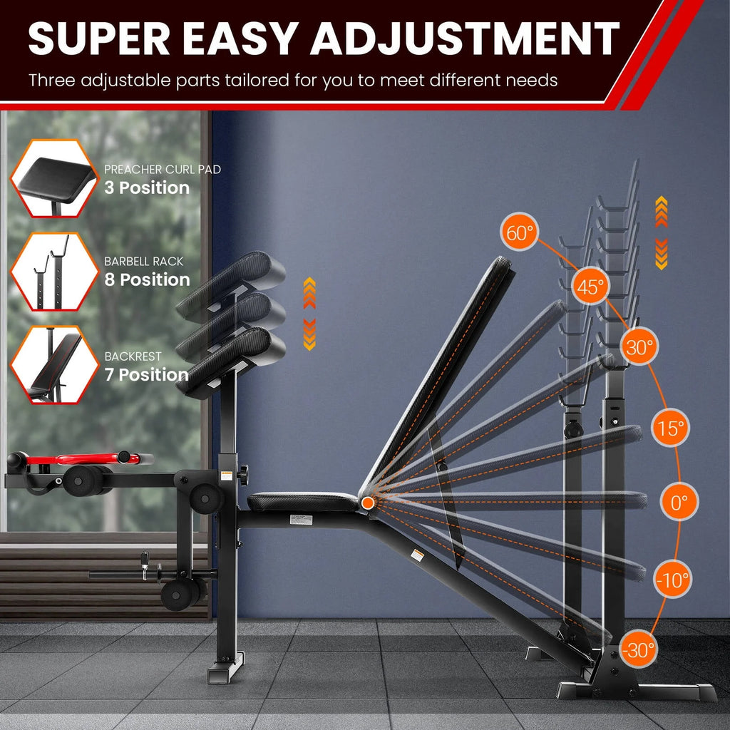 Adjustable Weight Bench Set with Squat Rack H315966