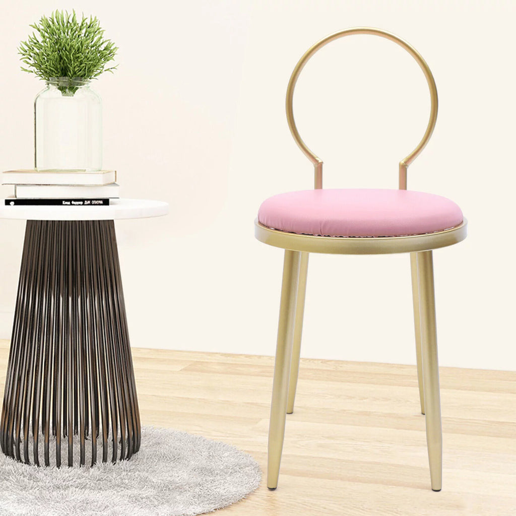 Pink Padded Vanity Chair with Back Z366