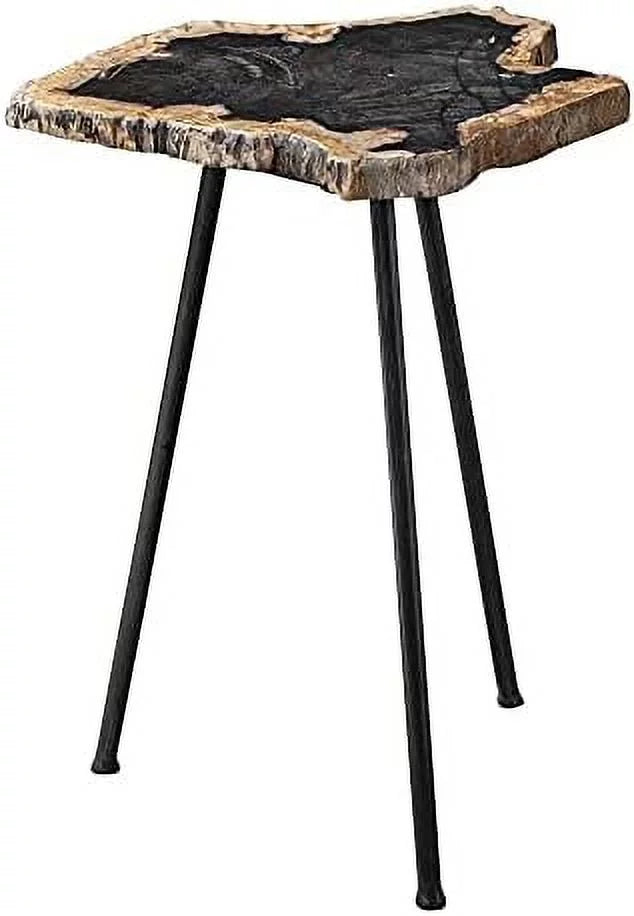 16" Natural And Aged Black Accent Table A622