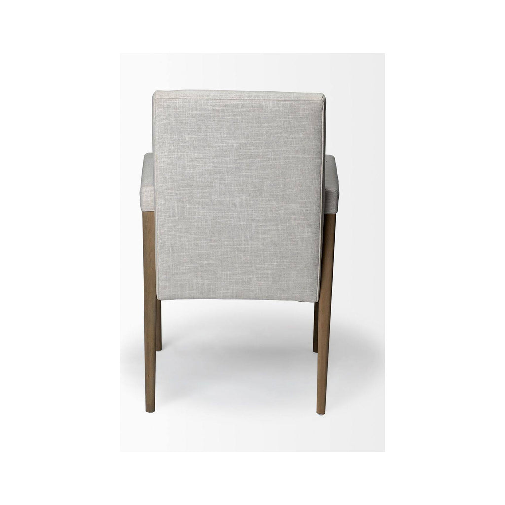 Cream Fabric Brown Wood Frame Dining Chair B490135