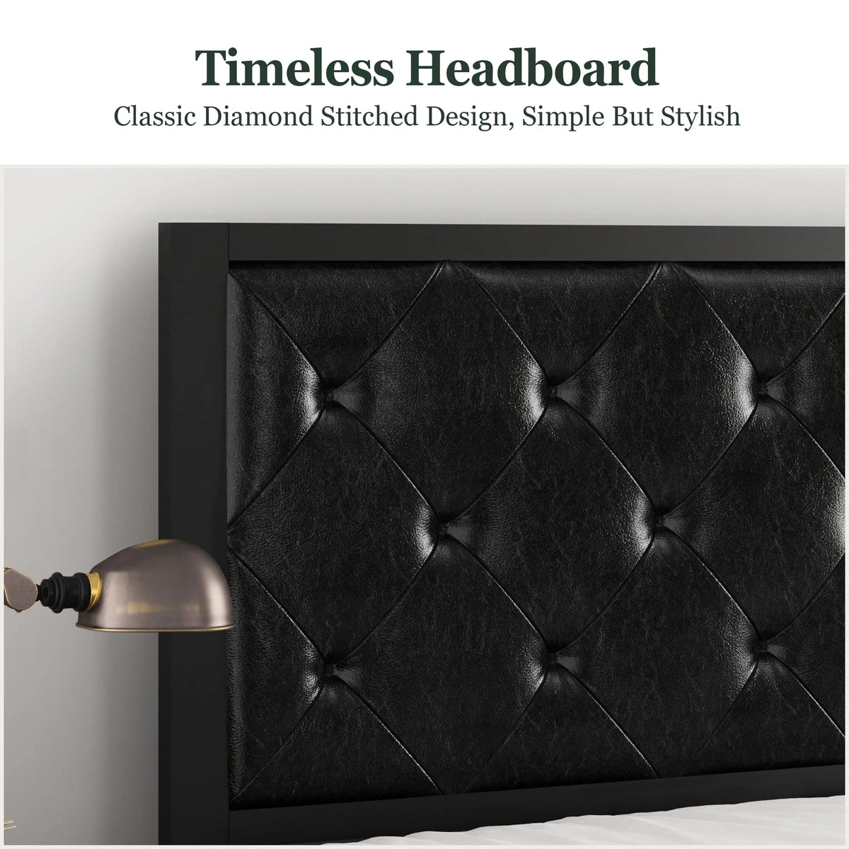 Twin Size Metal Bed Frame with Upholstered Headboard P965541