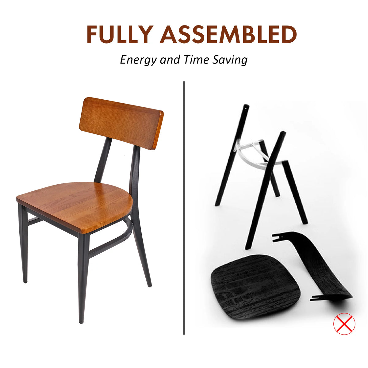 Mid Century Modern Dining Chairs Set of 2 Walnut Wooden B364515