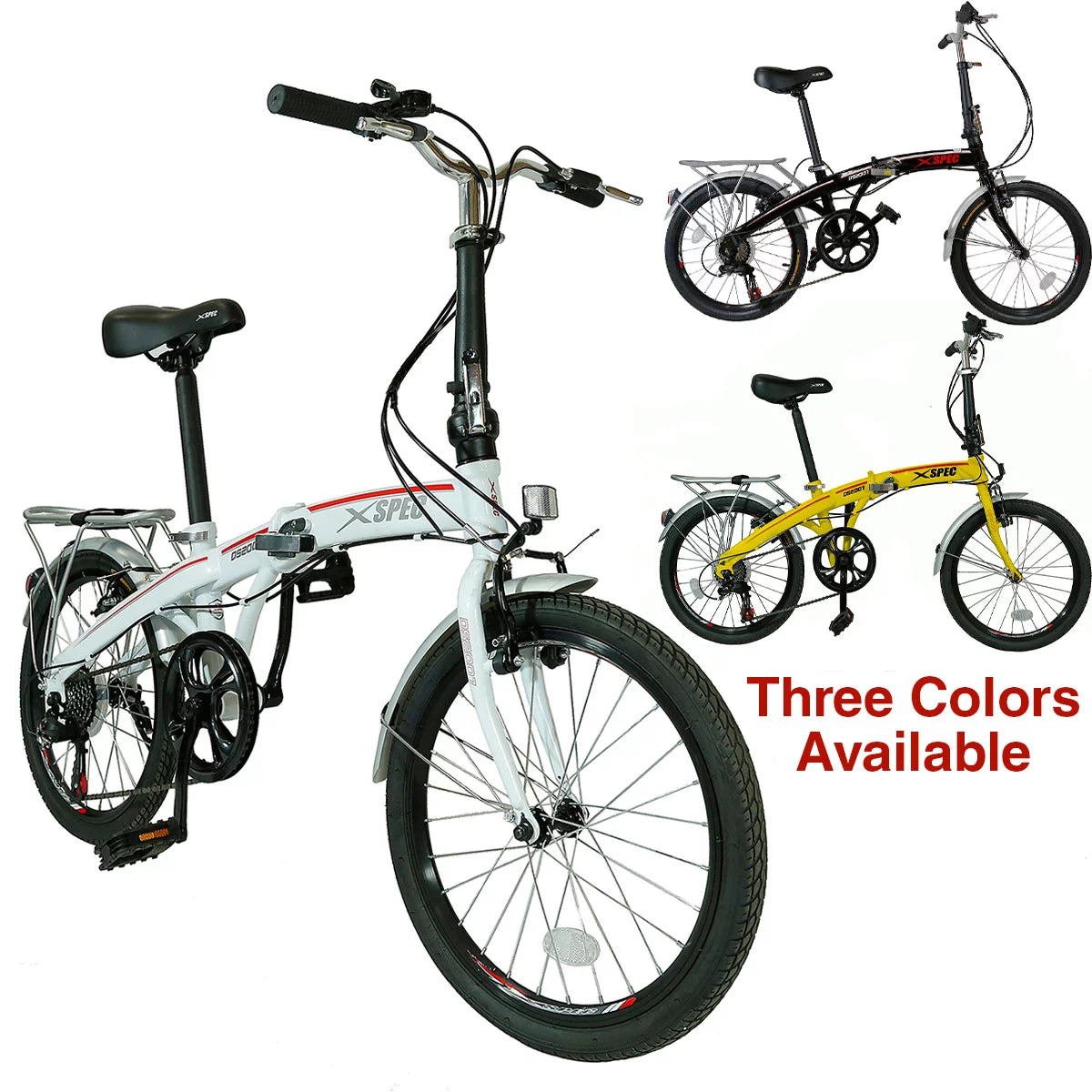 White 7 Speed Folding Compact Bike V8122
