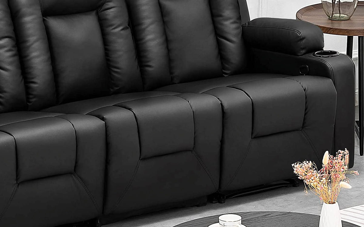 Black 3PC Bonded Leather Recliner Set S715664