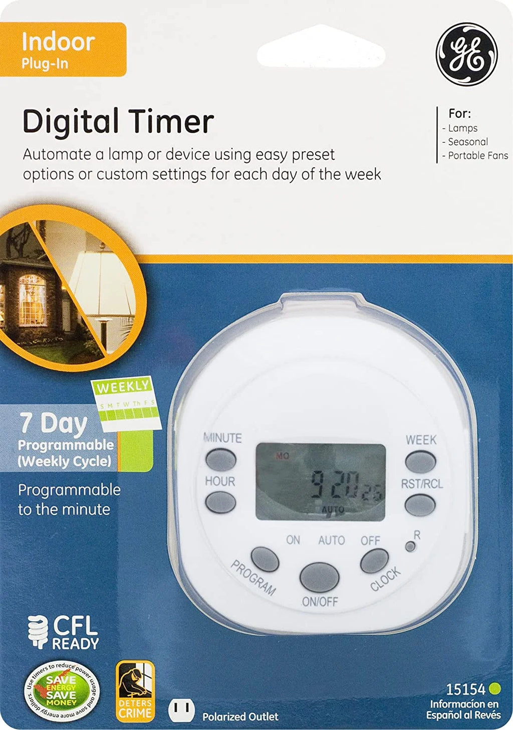 7-Day Programmable Digital Timer, 1 Outlet Polarized, Plug-In Indoor C697113