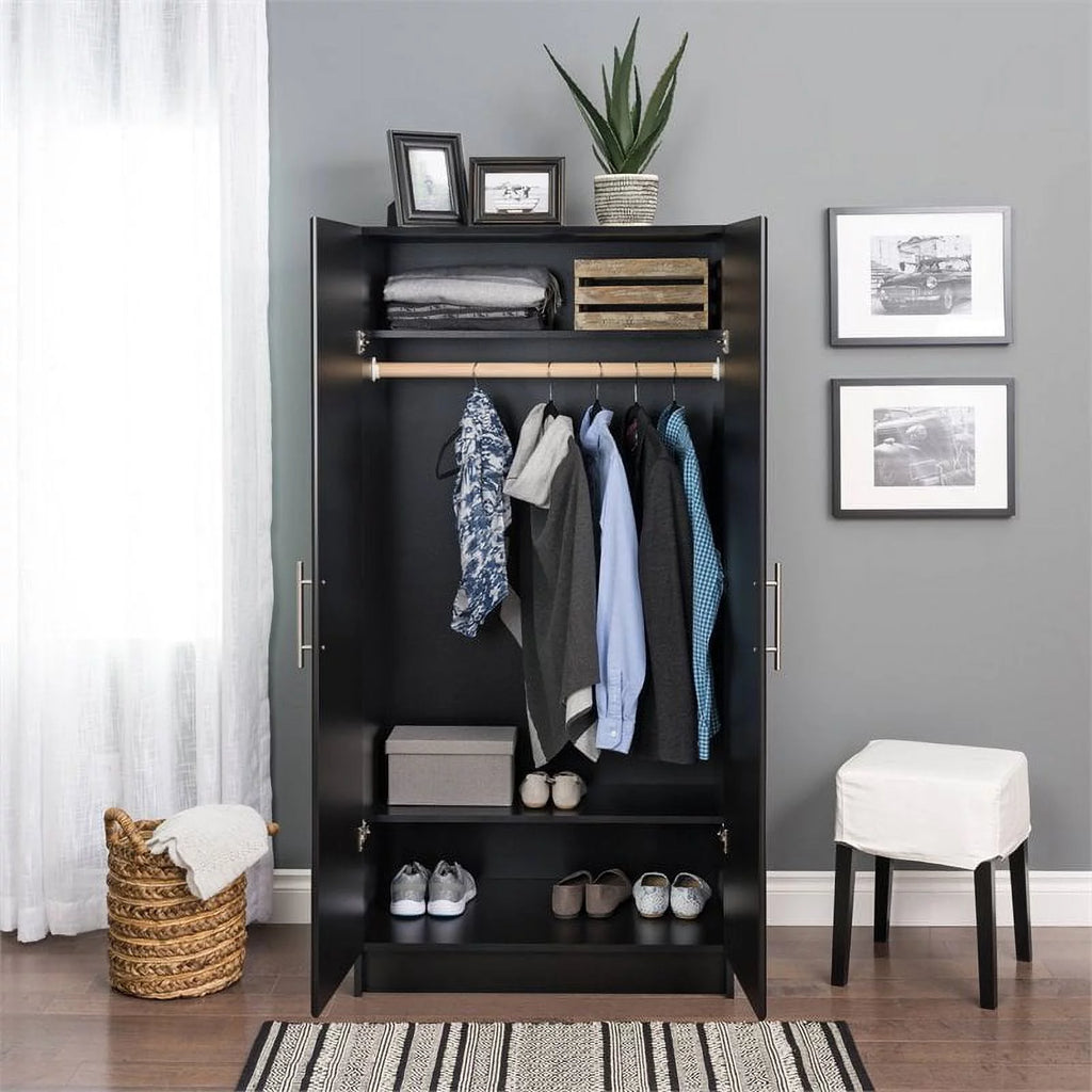 32" Contemporary Black Wardrobe Cabinet H3691