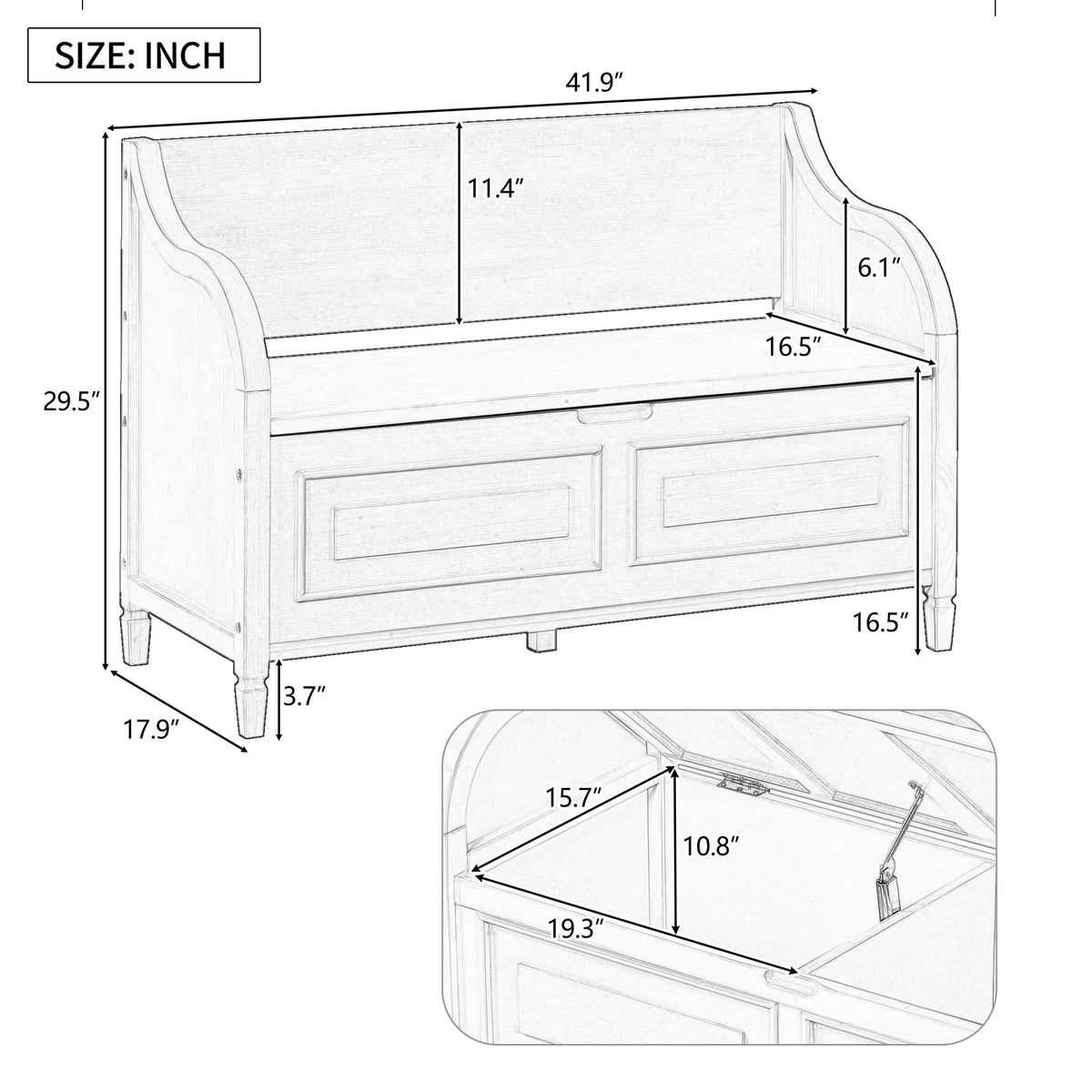 Blue Storage Bench with Hidden Storage K6357