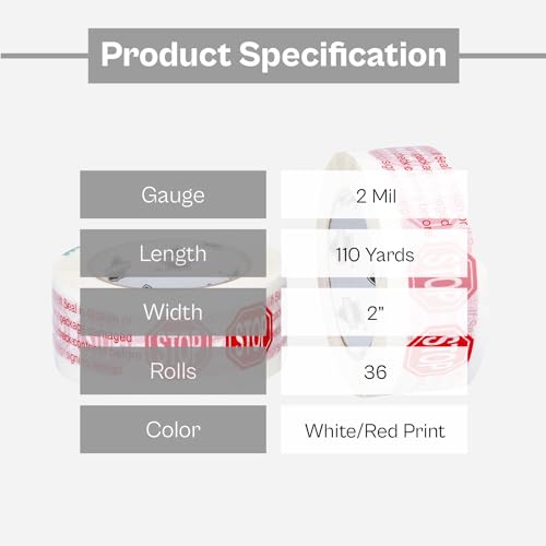 Broken Seal Tape, 2 Inch x 110 Yards, 36 Pack R344365