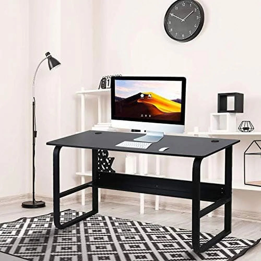 Computer Desk Home Office Work Station 55'' Rustic Wood Tone U64179