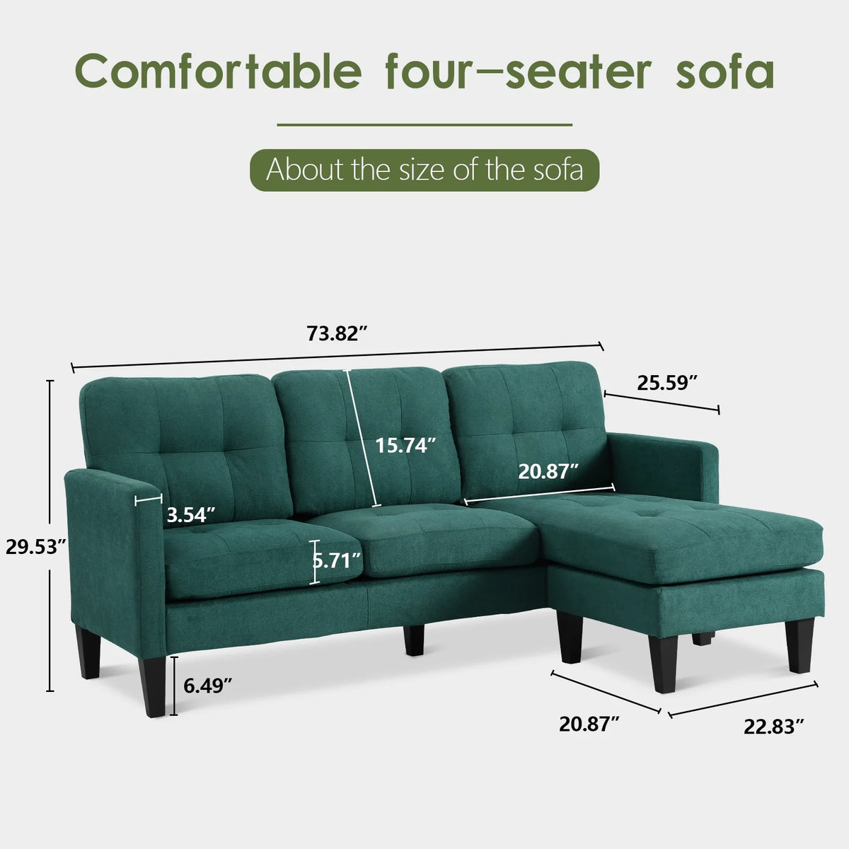 Modern Reversible Chaise L-Shaped Sectional Sofa B557271