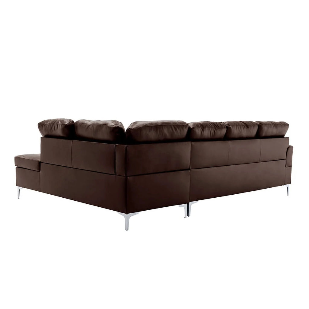 Brown Faux Leather Sectional Sofa U701887