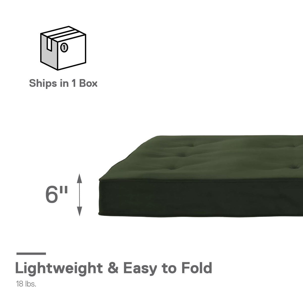 6 Inch Full Army Green Futon Mattress P96296
