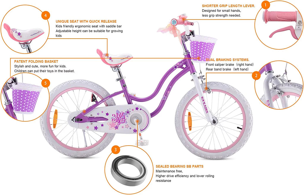 Blue 18 In. Kids Bike with Basket and Kickstand C175