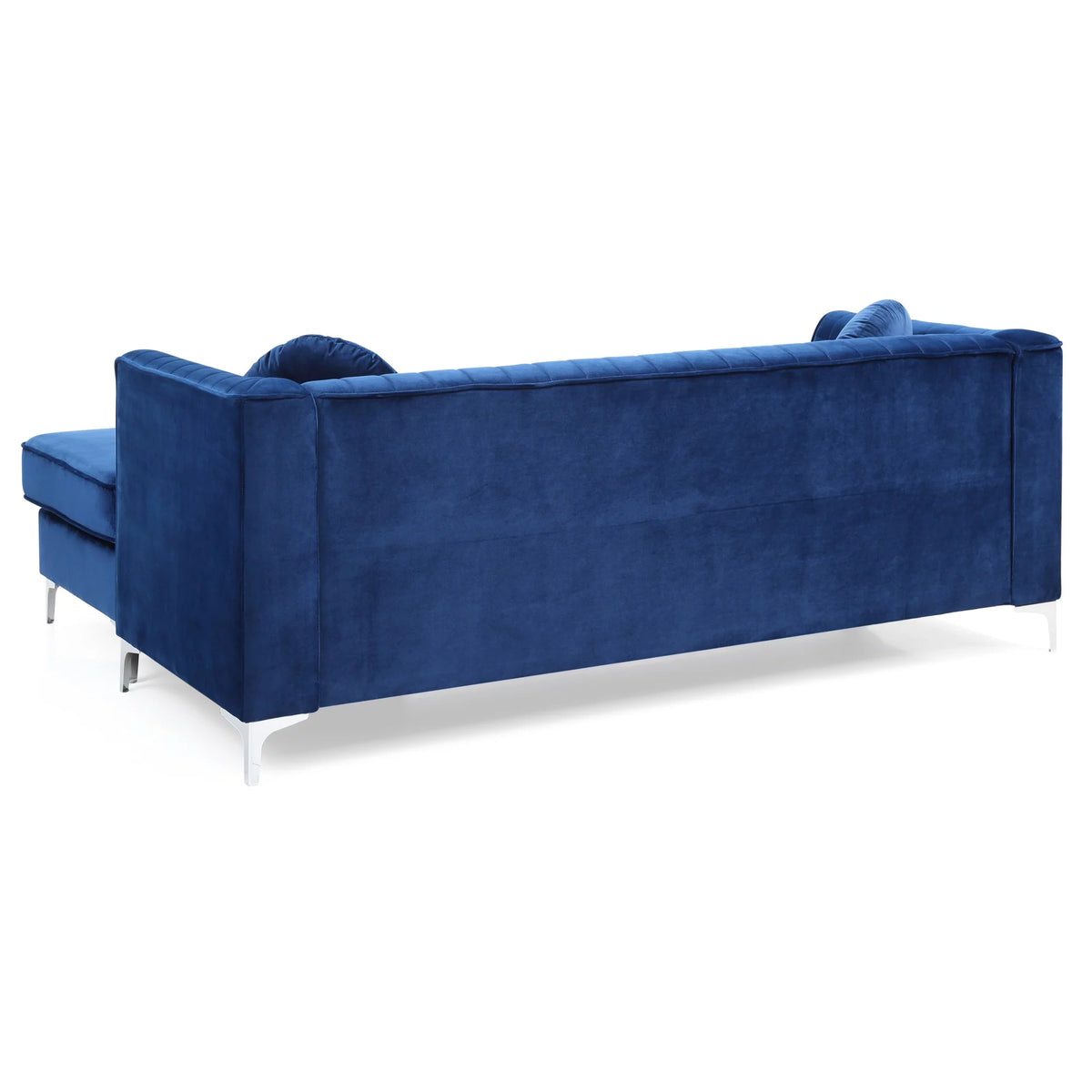 Navy Blue Velvet L-Shape 3-Seater Sectional Sofa V2066