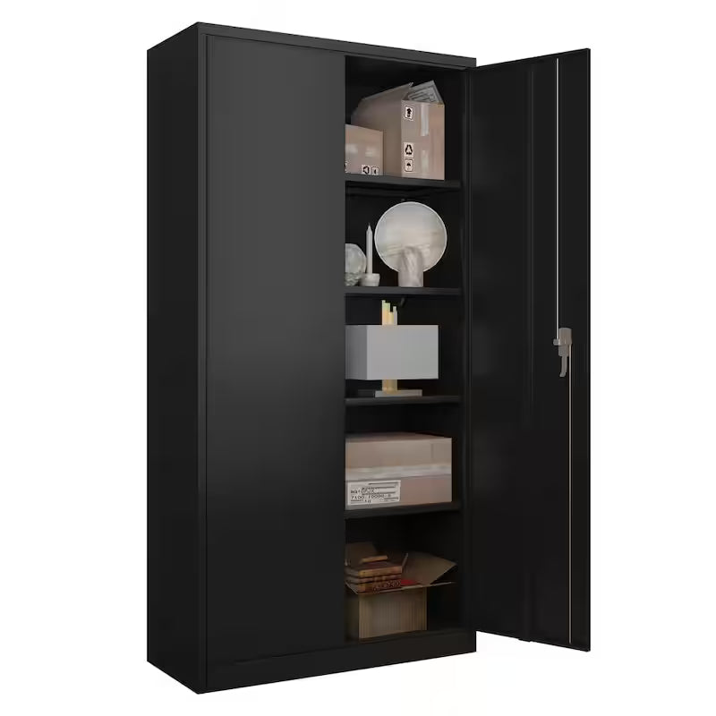 Metal Storage Cabinet Set in Black S1196