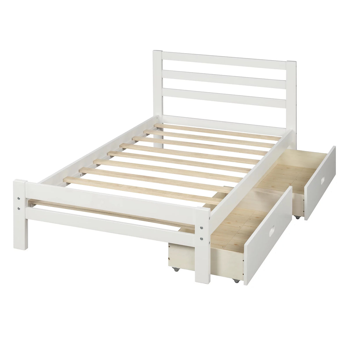 Wood Platform Bed Frame with Drawers and Headboard D82312