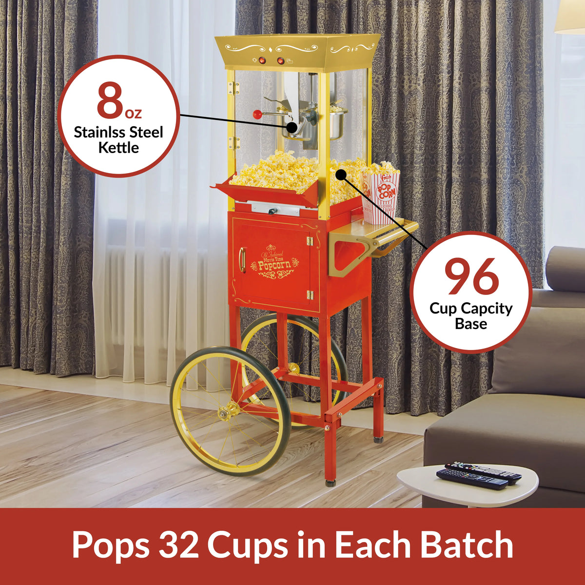 Red & Gold 8-Ounce Popcorn Cart M6384