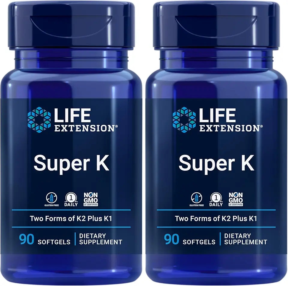 Vitamin K1 K2 MK-7 MK-4 Vitamin C 90 Softgels Pack of 2 W906