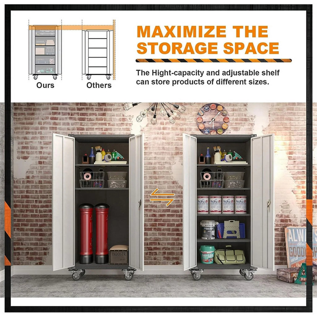 Metal Storage Cabinet on Wheels Q2174