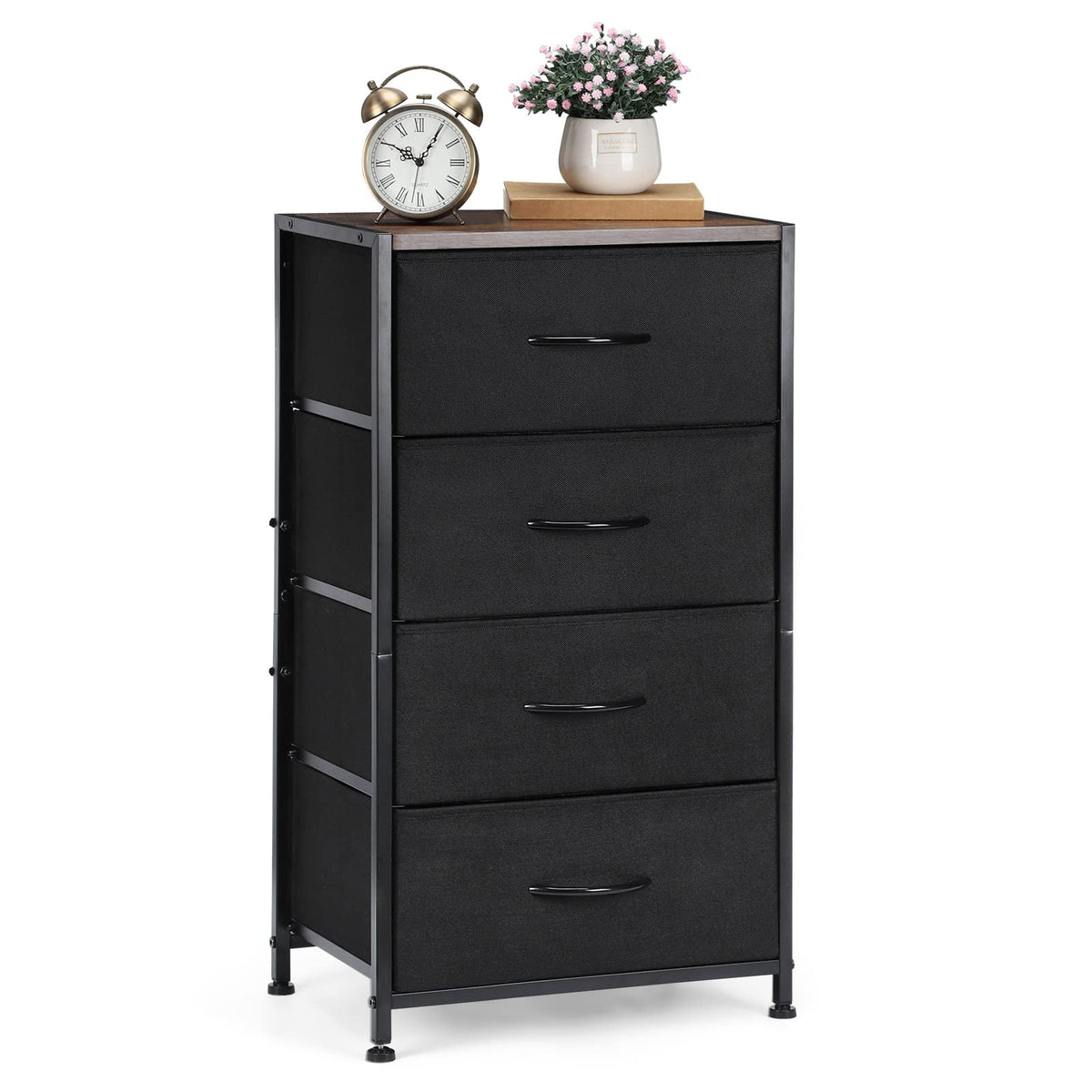 Black 4 Drawer Fabric Dresser L3297