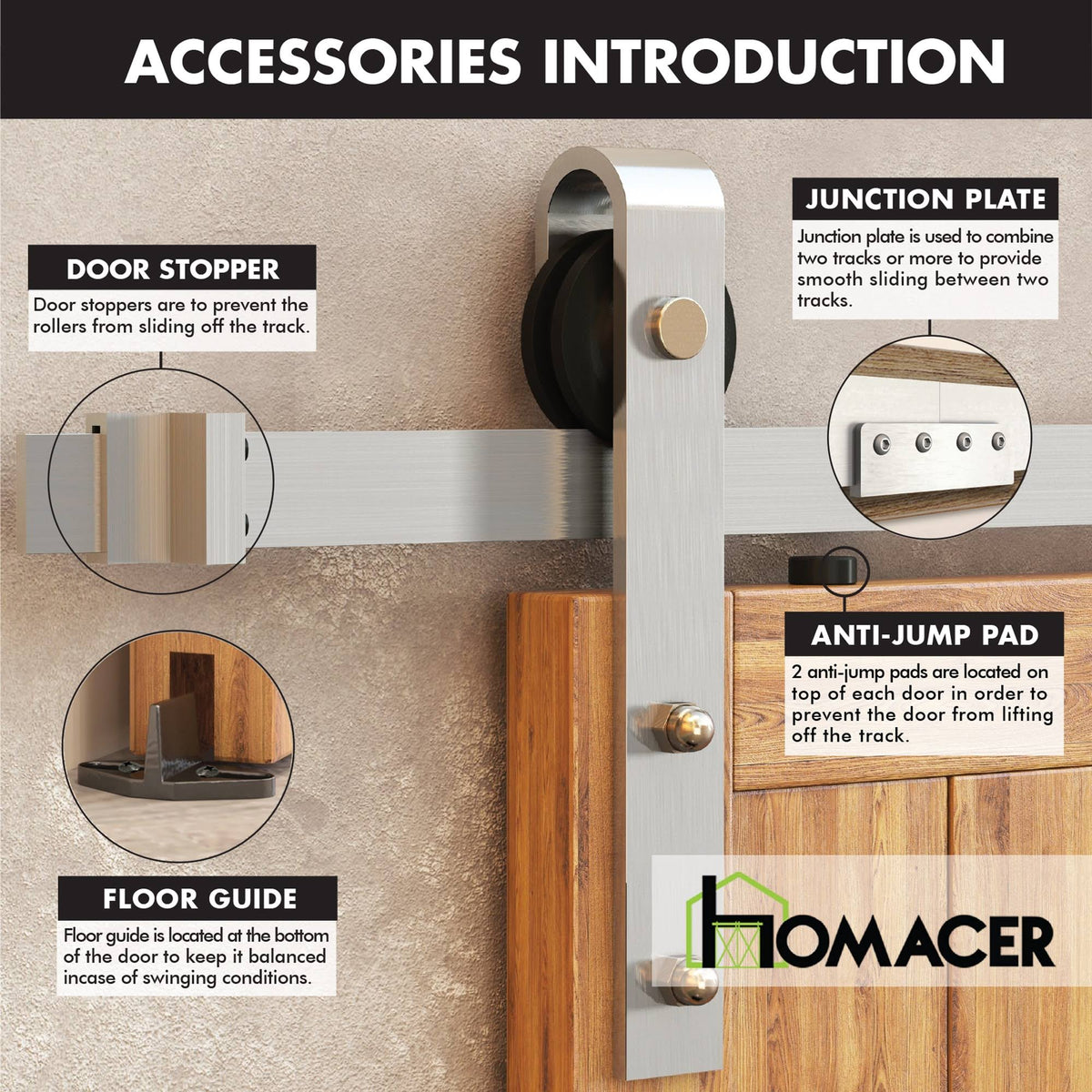 Brushed Nickel 10 ft. Sliding Barn Door Track and Hardware Kit H8529