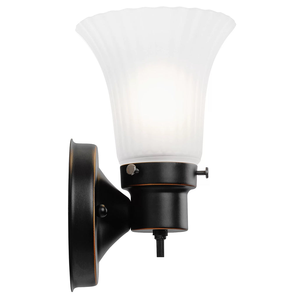 1-Light Dimmable Wall Sconce with Frosted Flute Glass D841