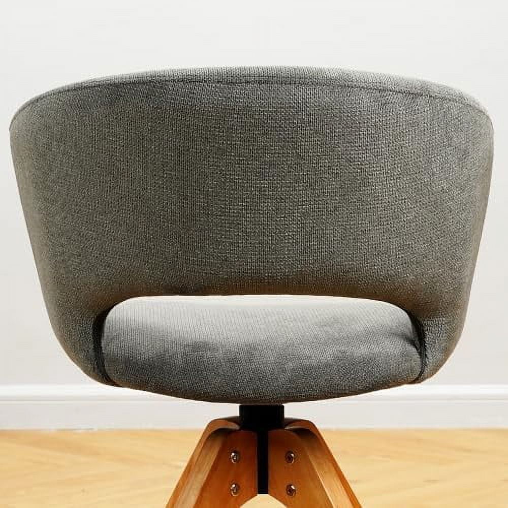 Blue Upholstered Swivel Accent Chair with Solid Wood Legs V69844