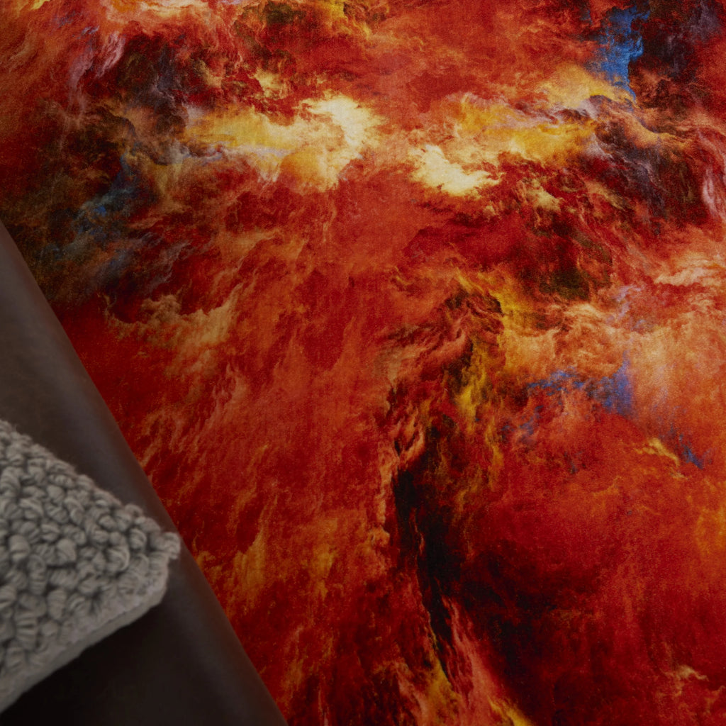 Abstract Red Flame Area Rug J12668