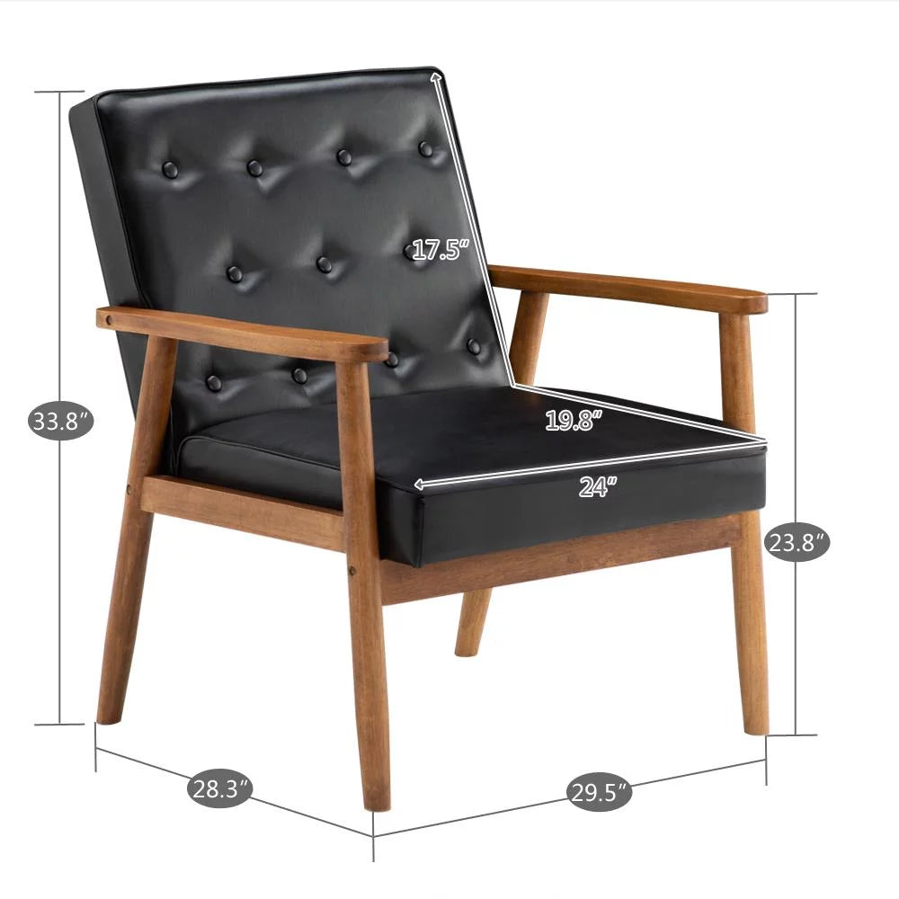 2Pcs Black Fabric Upholstered Accent Chair V51694