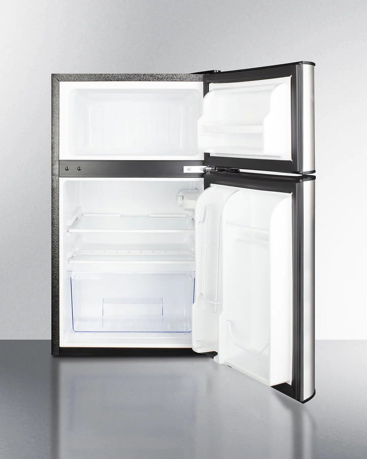 Compact 2-Door Refrigerator-Freezer, Stainless Steel Q502