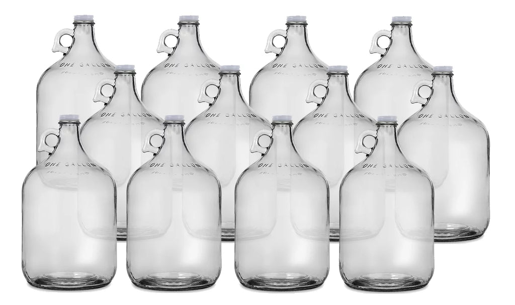 One Gallon Glass Jug with White Metal Screw Cap, Set of 12 O463