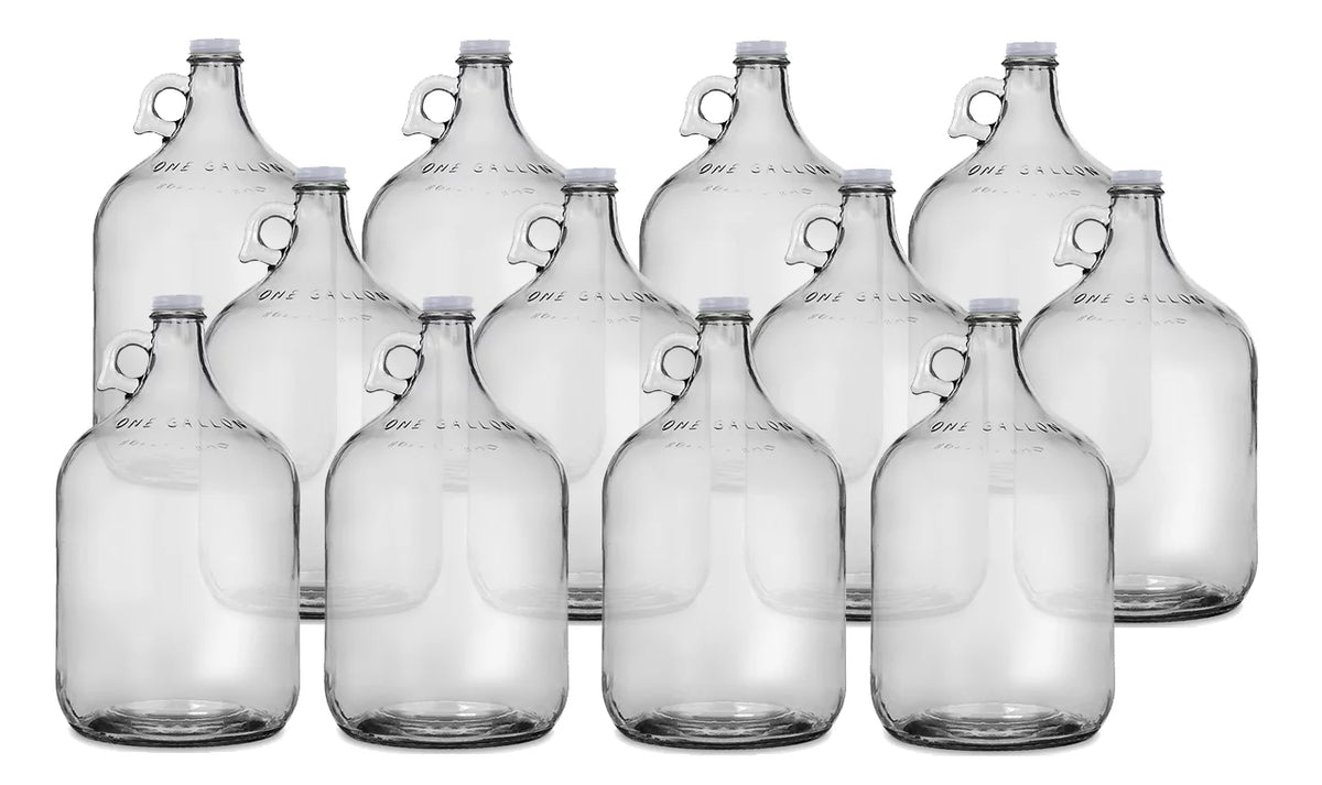 One Gallon Glass Jug with White Metal Screw Cap, Set of 12 O463