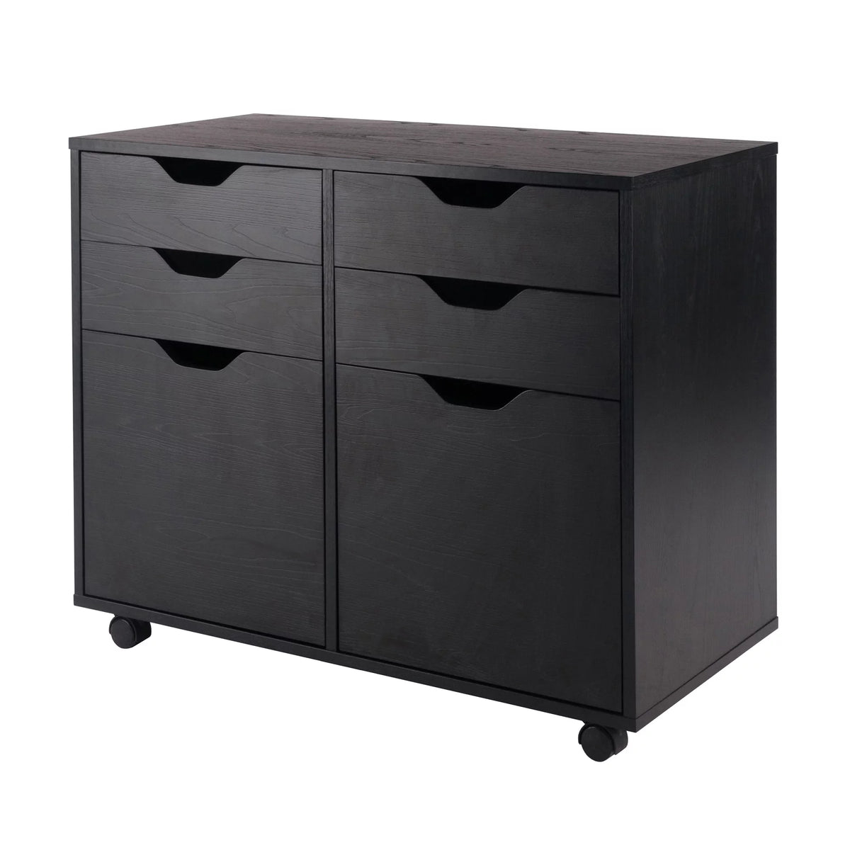 32" Black 2 Section Mobile Storage Cabinet Y955