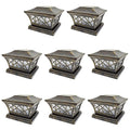 8 Pack Bronze Solar Post Light Frosted Lens SMD LED Square W2409