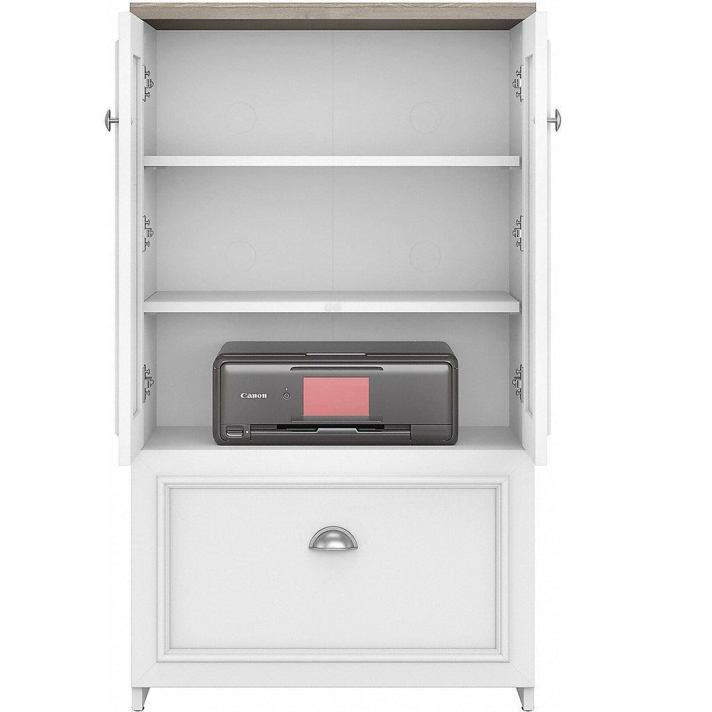 Gray L Shaped Desk with Storage Cabinet and File Drawer X499145