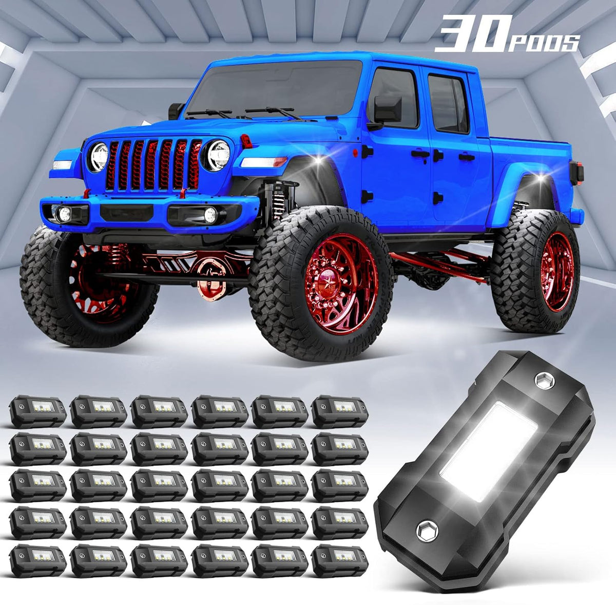White 20 Pods Waterproof LED Rock Lights L7374