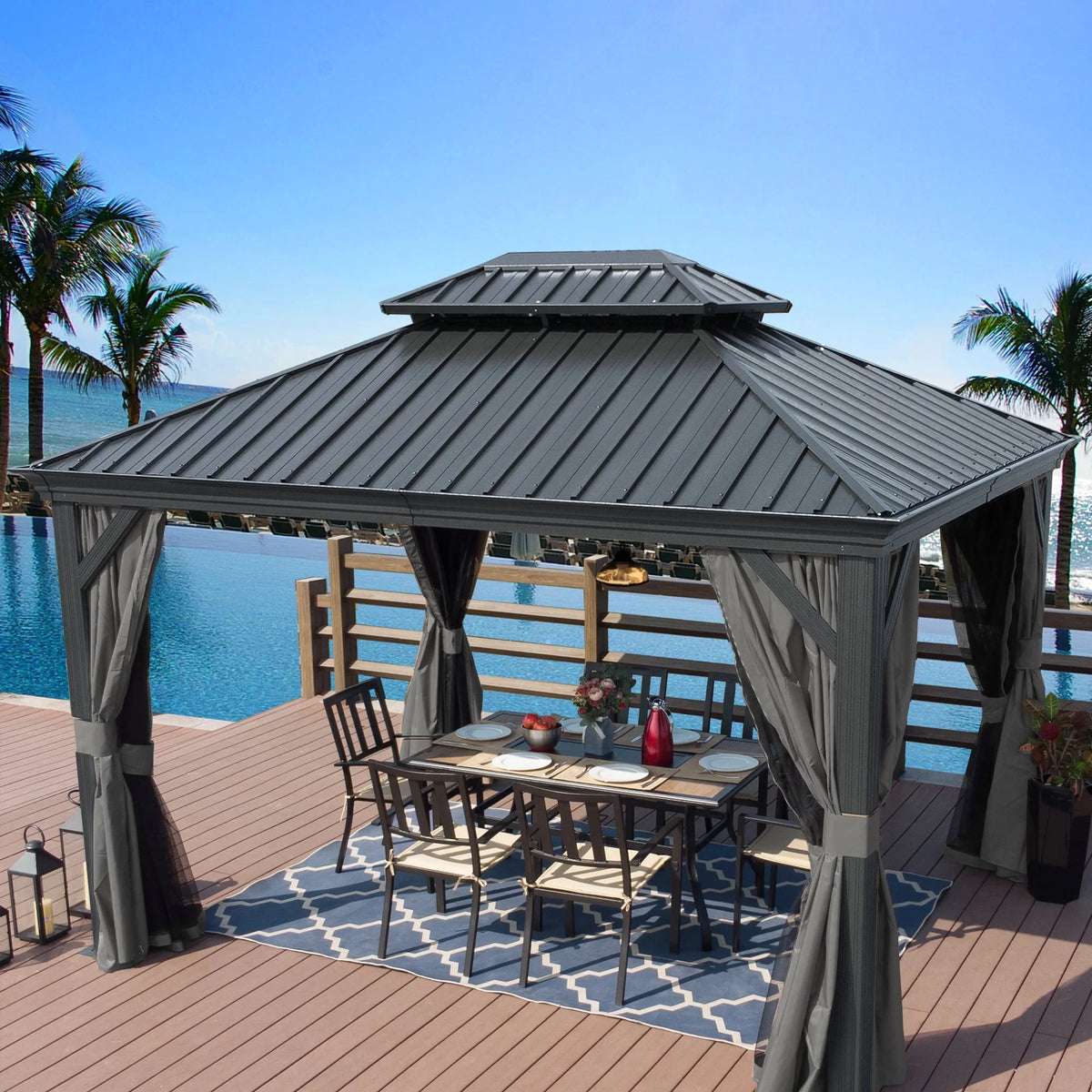 12 ft. W x 10 ft. D Aluminum Hardtop Gazebo R3517