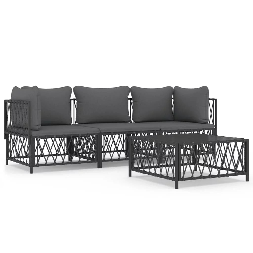4 Piece Patio Set with Cushions Anthracite Steel B3290