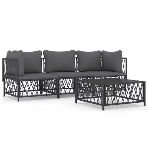 4 Piece Patio Set with Cushions Anthracite Steel B3290
