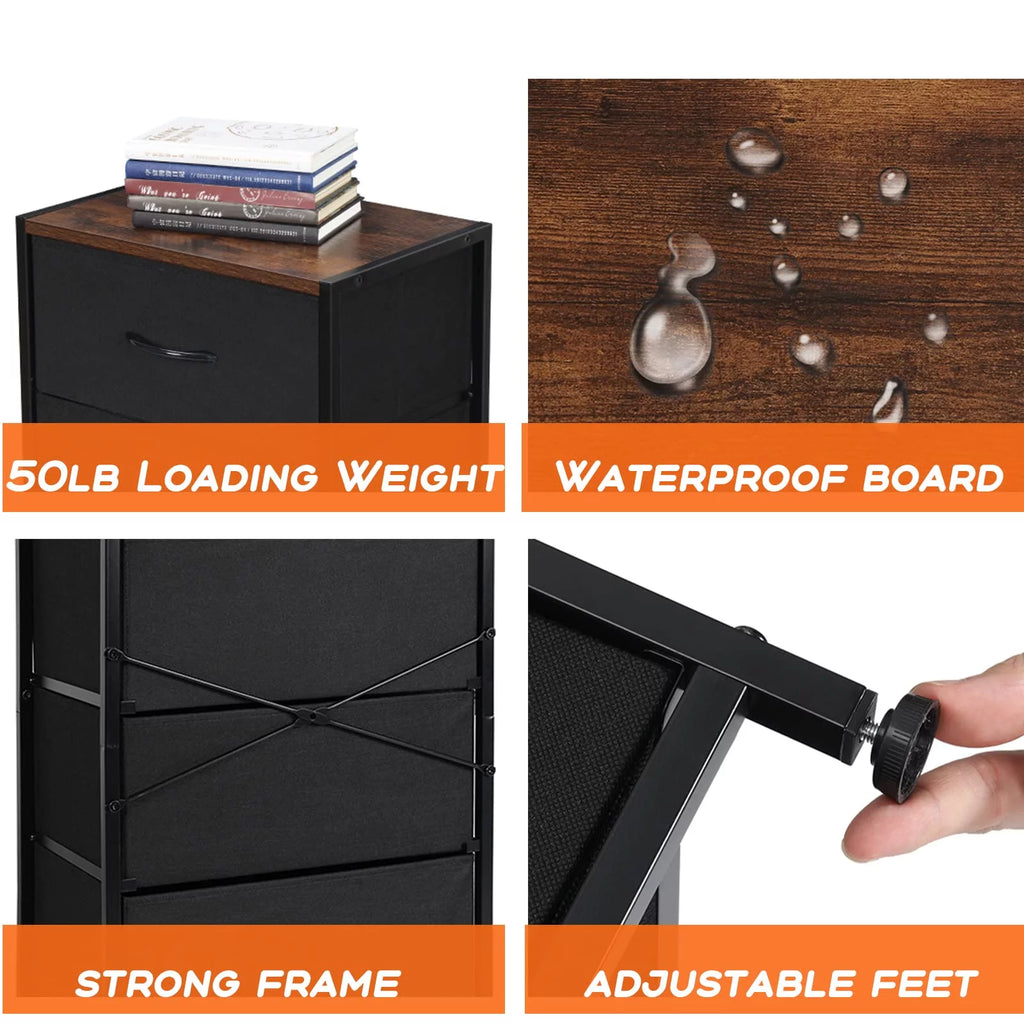 Black 4 Drawer Fabric Dresser L3297