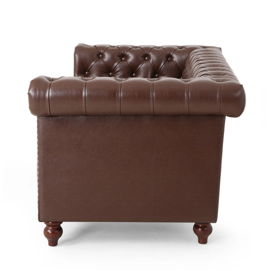 Dark Brown Faux Leather Loveseat E44769