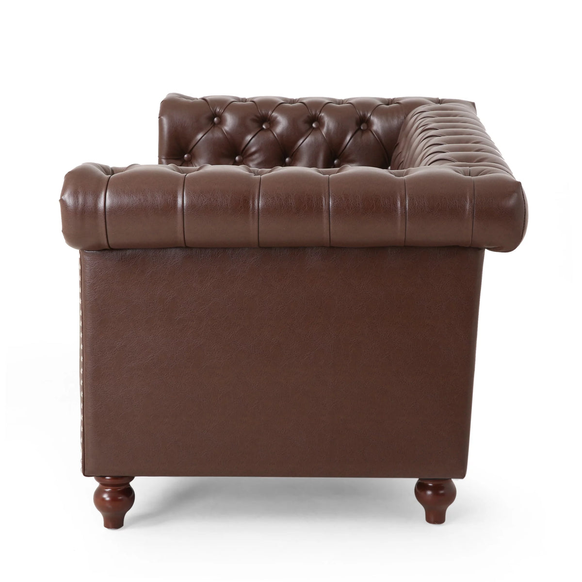 Dark Brown Faux Leather Loveseat E44769