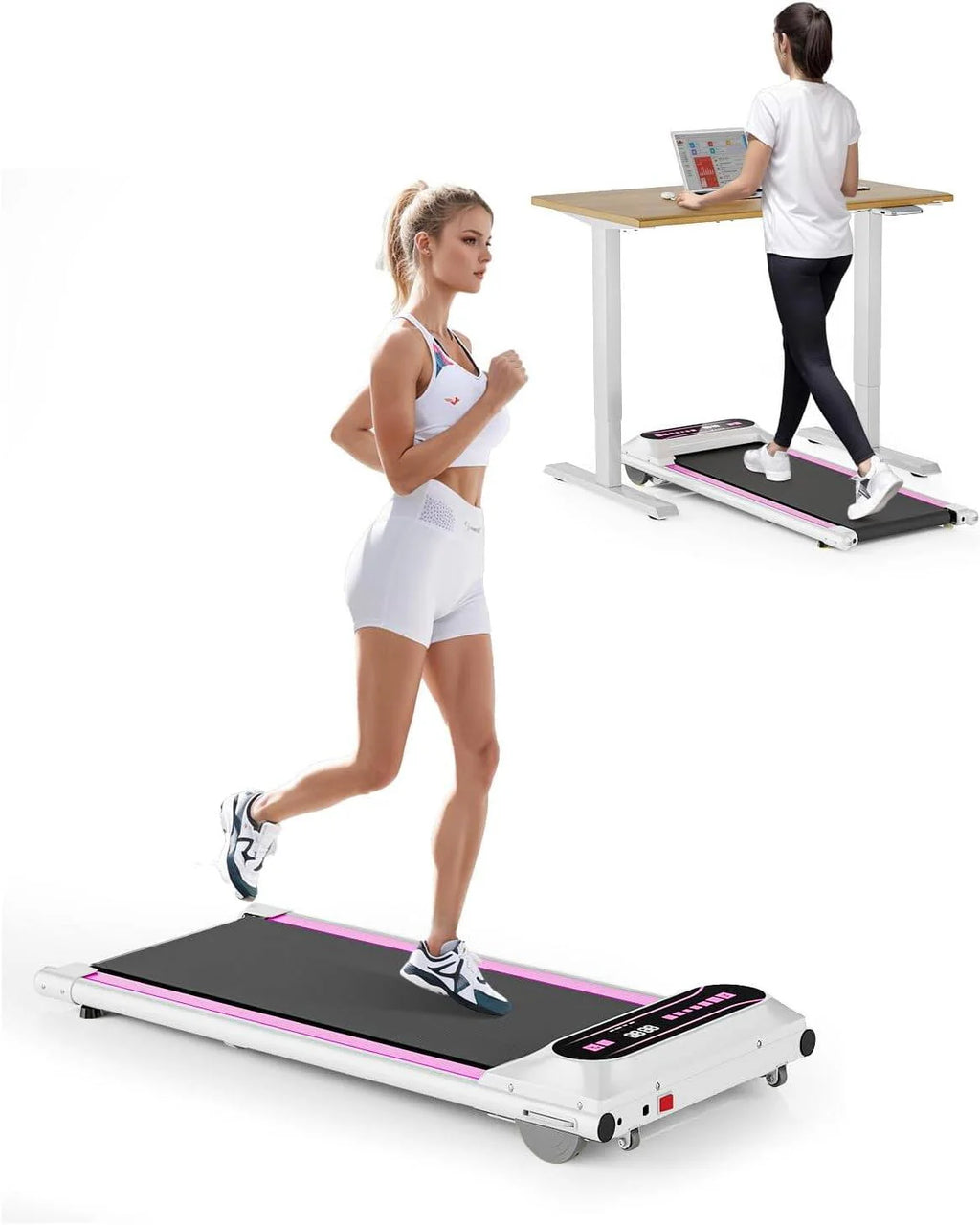 Under Desk Treadmill with Remote Control 2 in 1 Portable Walking Pad S87050