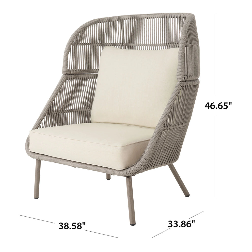 Beige Wicker Outdoor Accent Chair with Cushions W58064