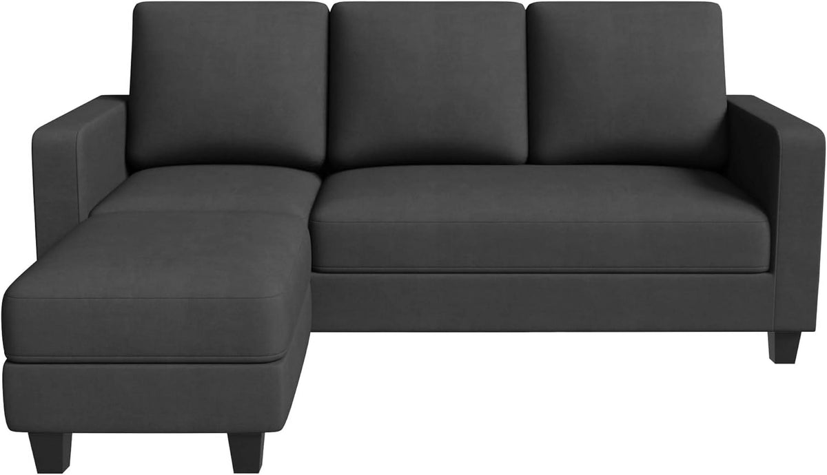 L Shaped Convertible Sectional Sofa with Ottoman Dark Gray T48584