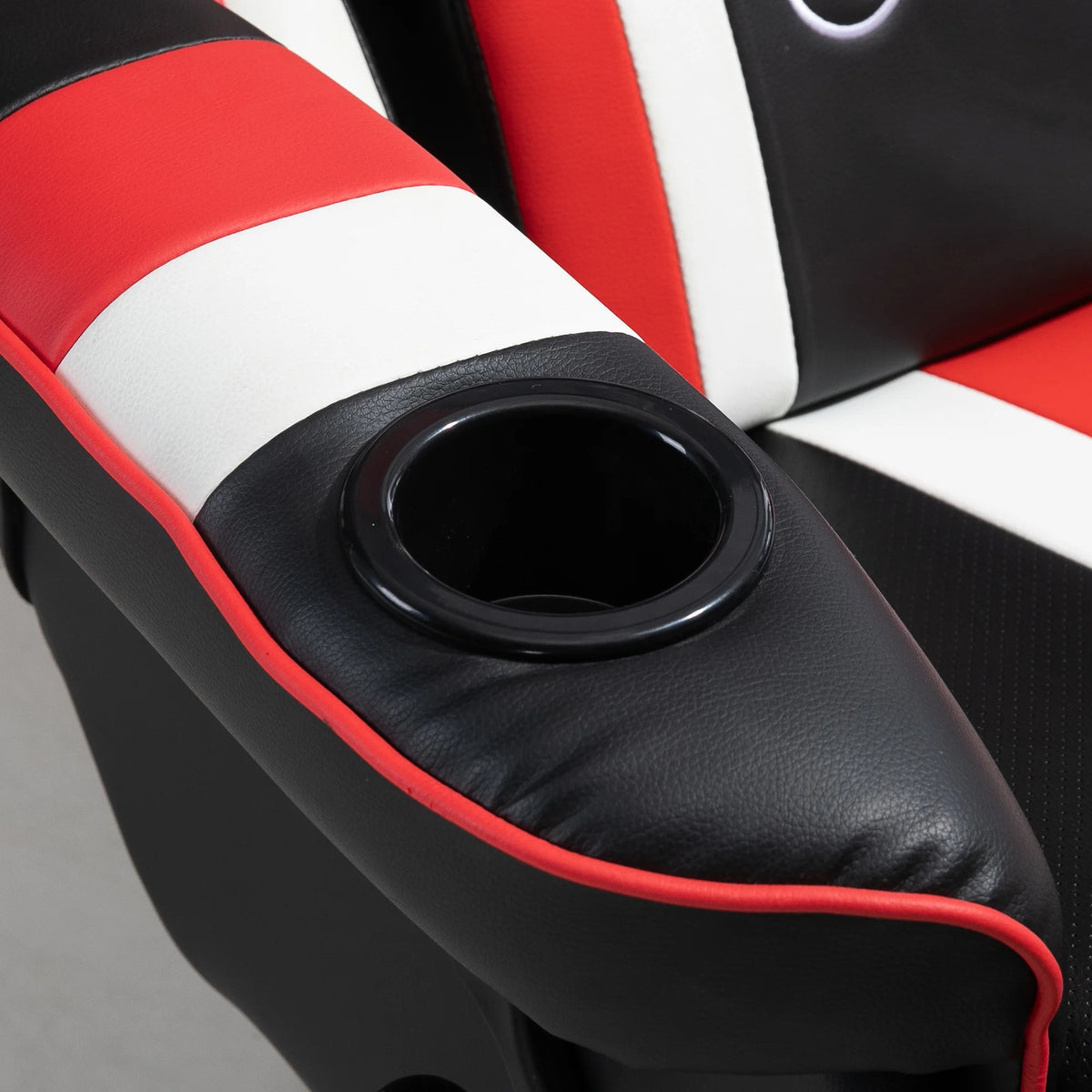 Black White Red Gaming Chair with Footrest and Cup Holder B32098