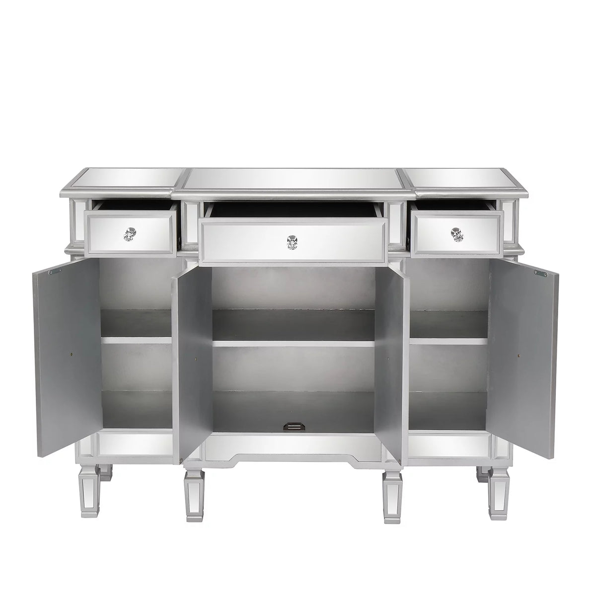 Mirrored Finish Glass TV Stand with 3 Drawers K746